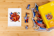 Lade das Bild in den Galerie-Viewer, DAVICI Exklusive Holzpuzzle - Der Drache und der Schmetterling - 100 Teile - Box mit Magnetverschluss
