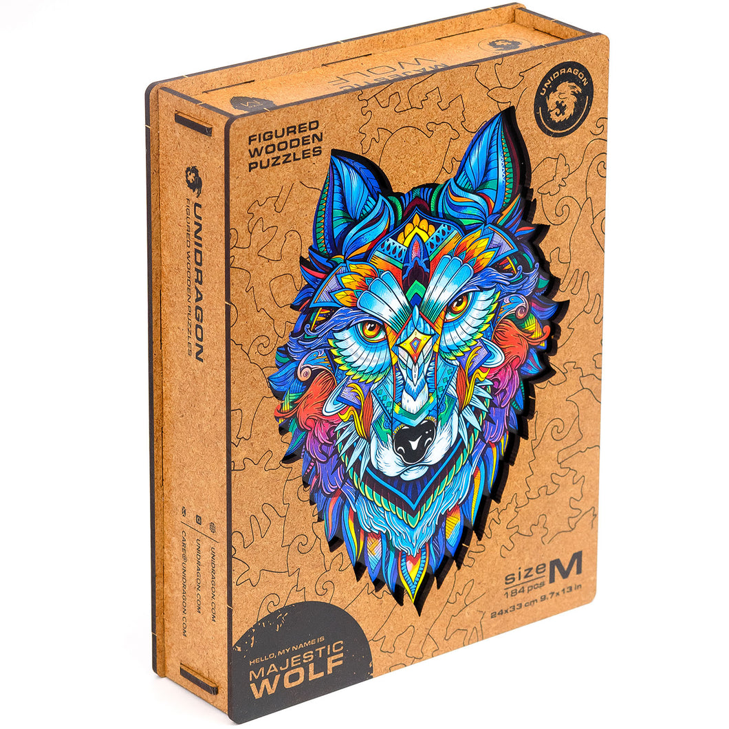 UNIDRAGON Holzpuzzle - Das Original! - Wolf - Geschenkbox